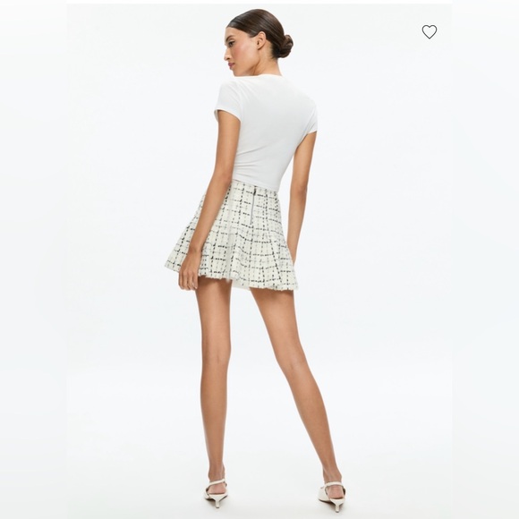 NWT Alice + Olivia Cream and Black Tweed Skirt Size 10 - Picture 5 of 11